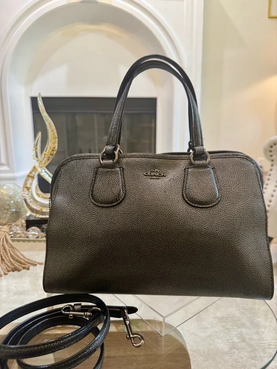 Coach Black Pebbled Leather Satchel with Detachable Strap - Picture 9 of 16